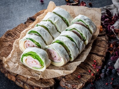 Lavash with ham and cheese.